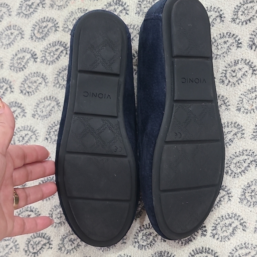 Vionic Navy Loafers with Silver Chain Accent - Picture 7 of 7